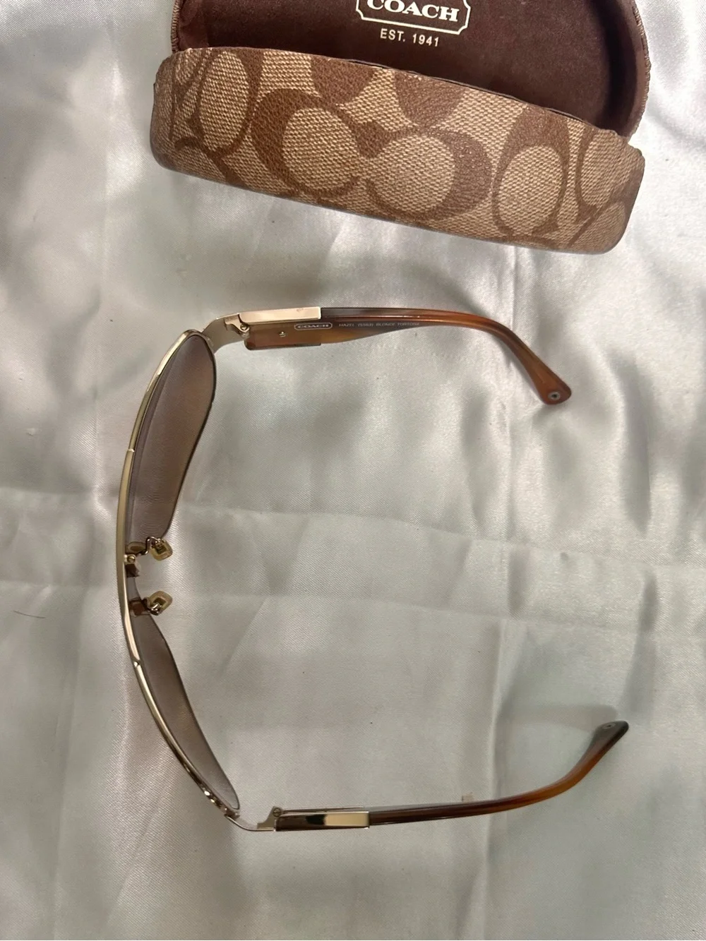 Coach Brown Gradient Shield Sunglasses with Gold Accents